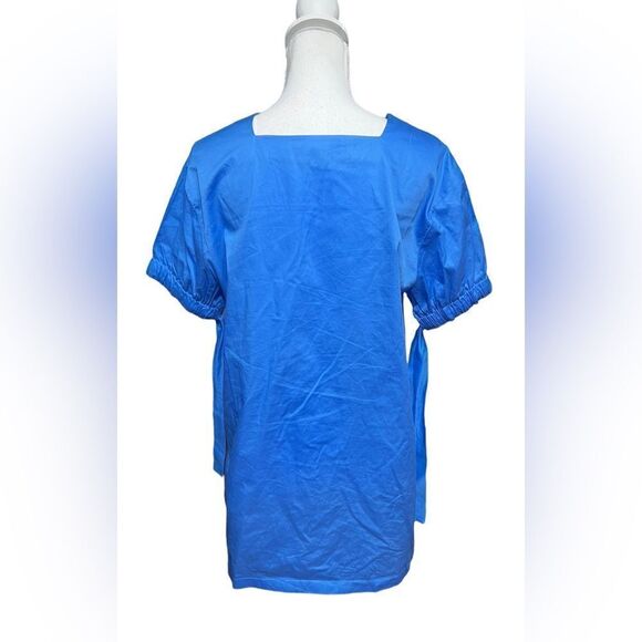Harshman Womens Zita Top Size XS Blue Square Neck Blouse Tie Sleeve Detail - Picture 1 of 6